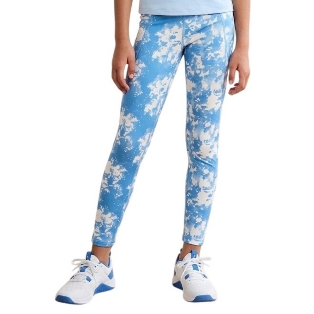 Vineyard Vines Girls Blue White Cloud‎ Print Performance Leggings Size M 10-12